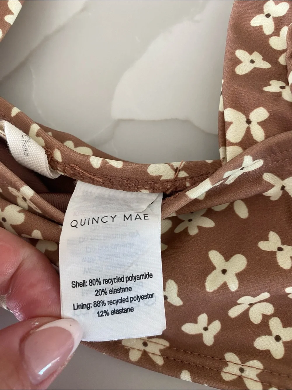 Quincy Mae zippy Brown summer bloom Floral puff sleeve Ruffle 2-Piece Swimsuit